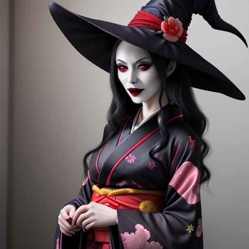 Vampire Witch in Kimono Digital Art