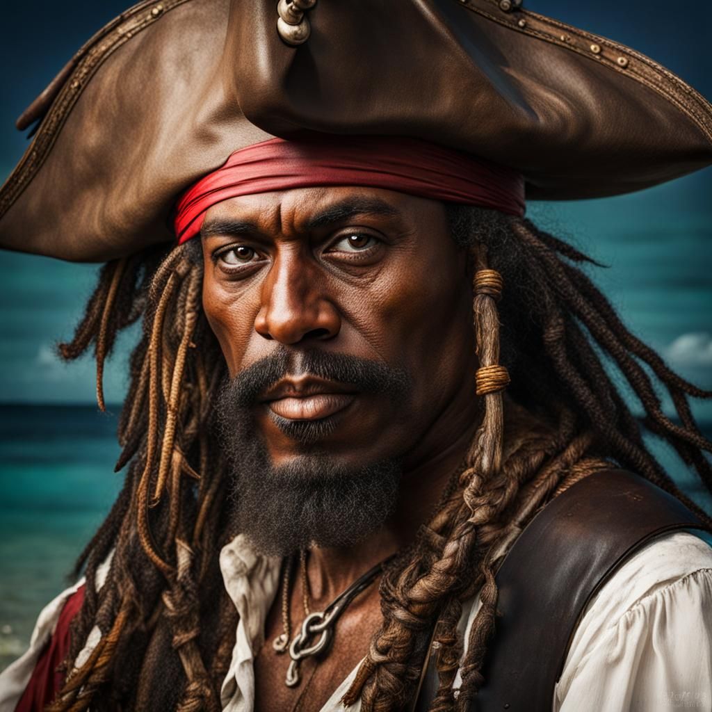 Caribbean Pirate Portrait: Digital Art