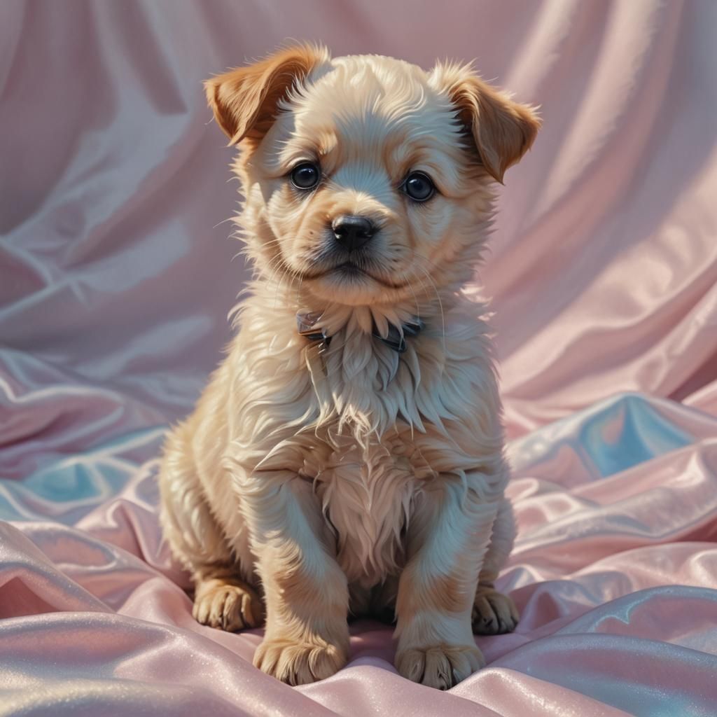 Sweet Puppy Portrait in Dreamy Oil Painting Style
