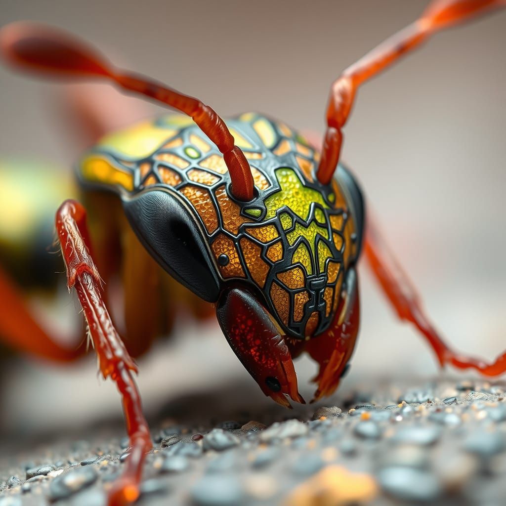 Macro Photograph of an Ant with Intricate Details