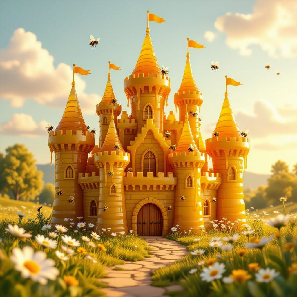 Golden Honey Castle Dripping with Organic Architecture