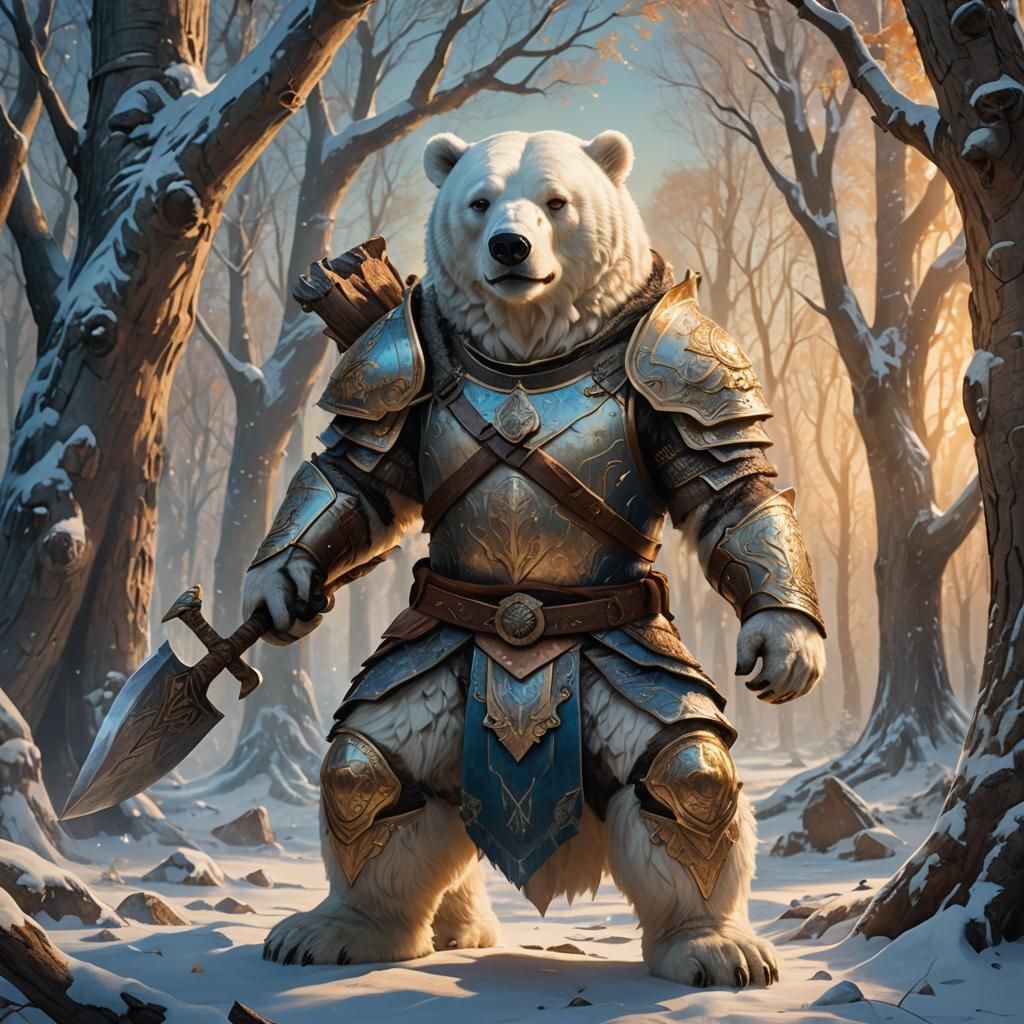 Armored Bear with Axe Fantasy Concept Art