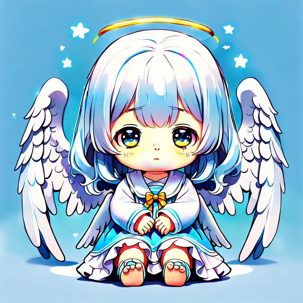 Kawaii Sad Angel Illustration