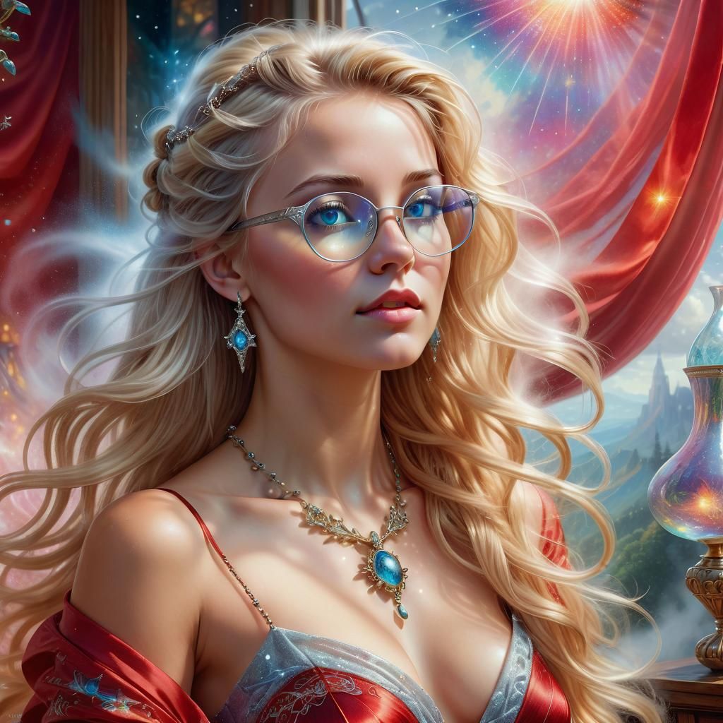 Young Women in a Cocktail dress in a fantasy World