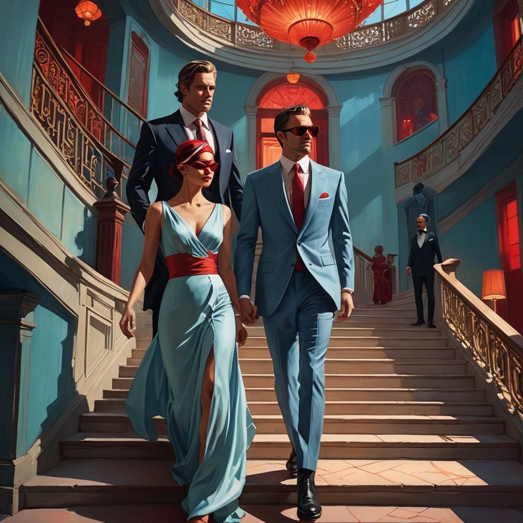 Dramatic Scene with Blindfolded Woman, Matte Painting