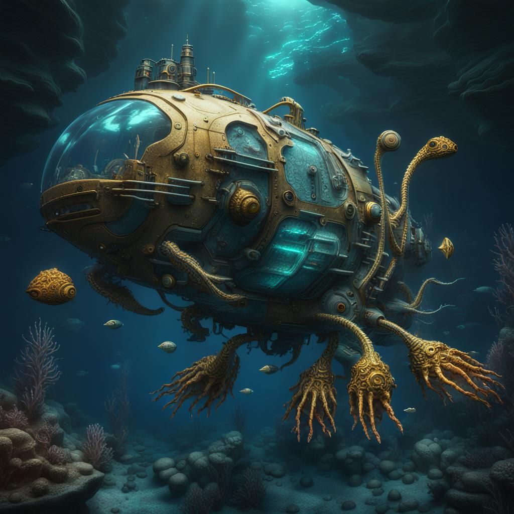 Biomutated Organic Submarine in Underwater Environment