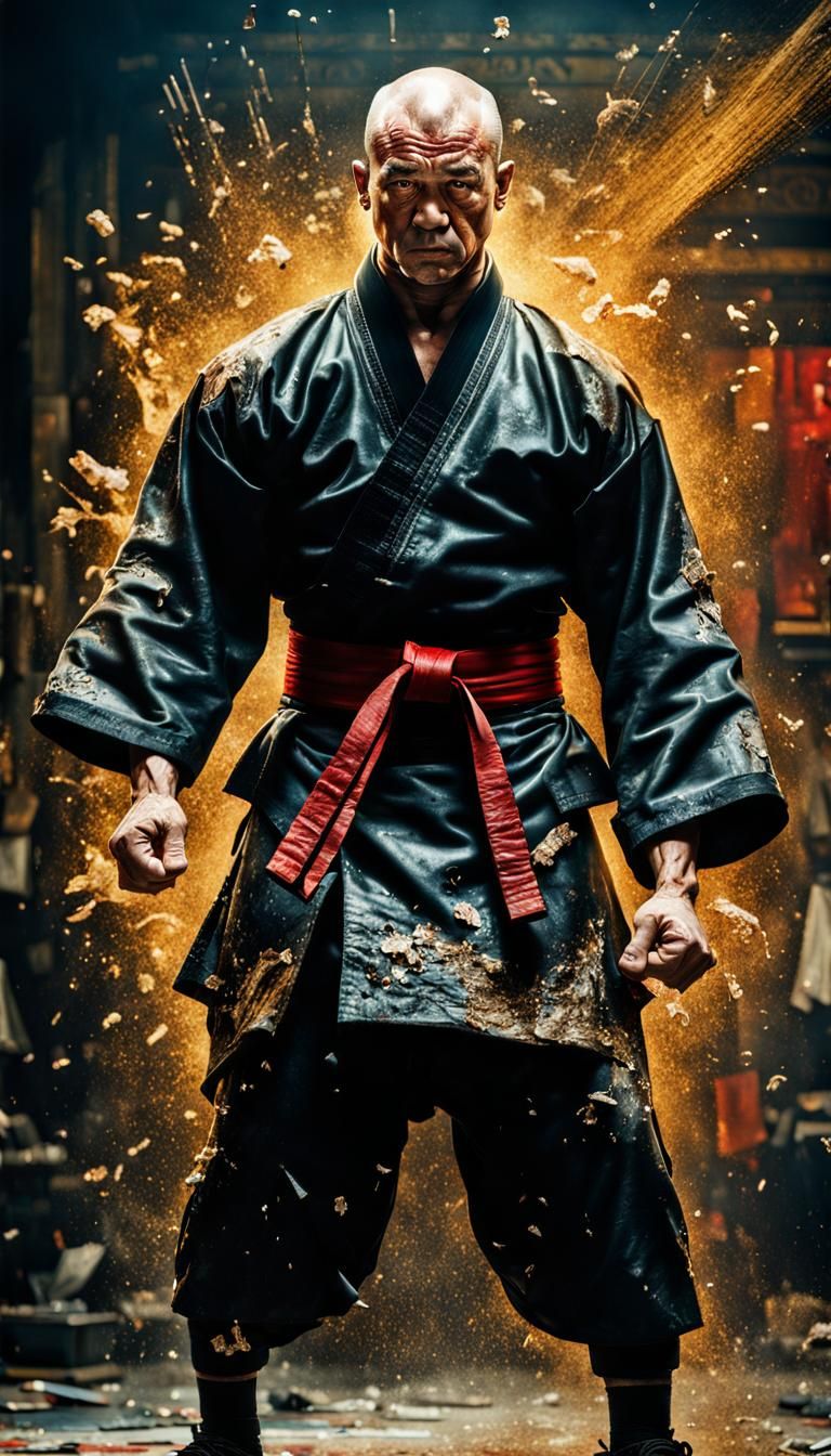 Kung Fu Master in Hyperrealistic Mixed-Media Photography