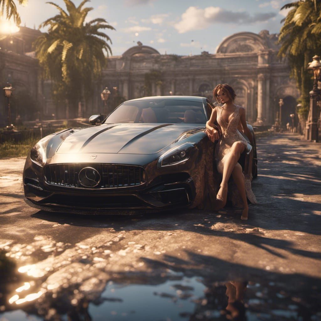 Lovers with Luxury Cars in Cinematic 3D Style
