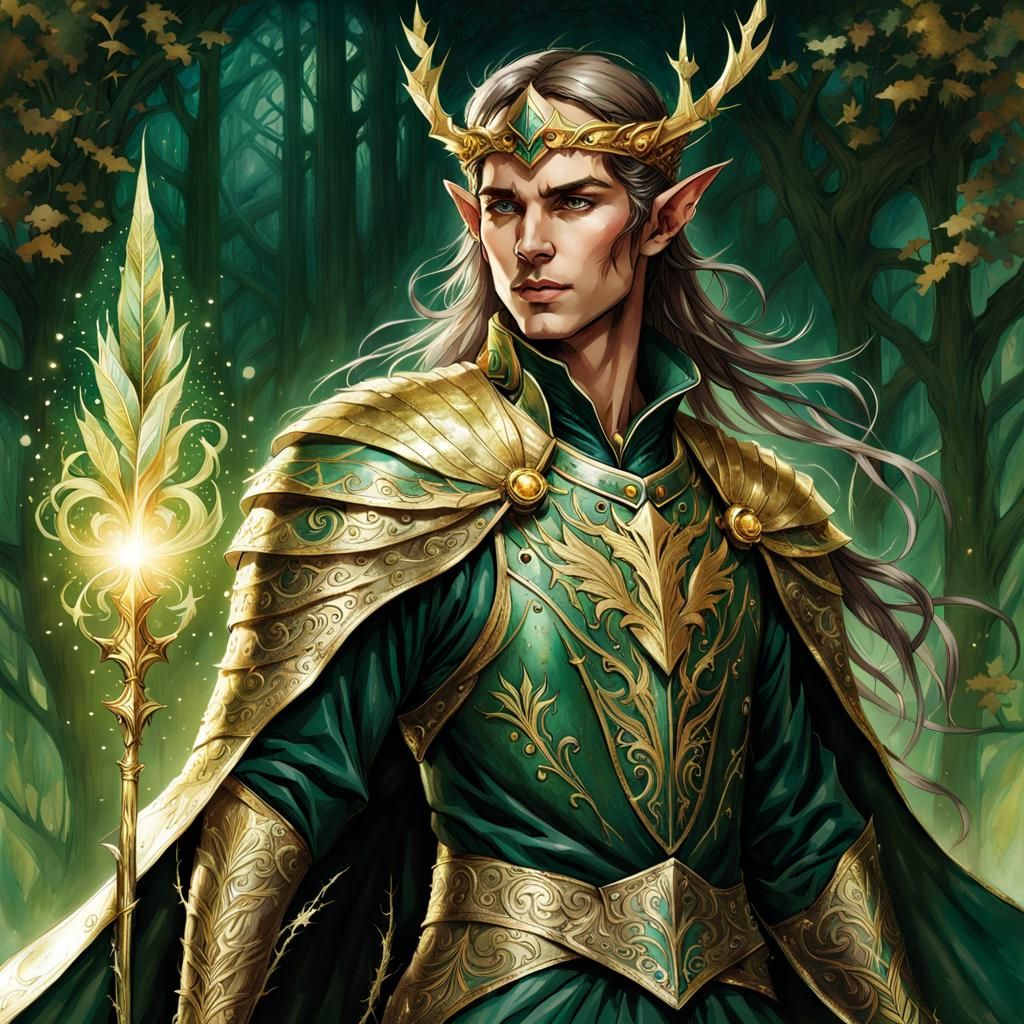 Elven Prince in Glass Armor with Gold Accents