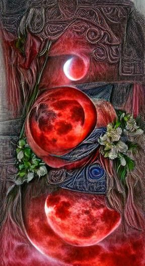 Mystical Blood Moon Eclipse Crescent