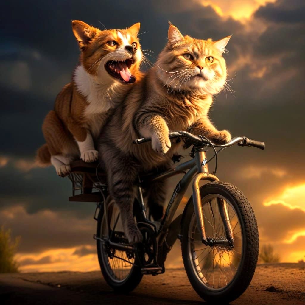 Joyful Pets Cruising into Sunset