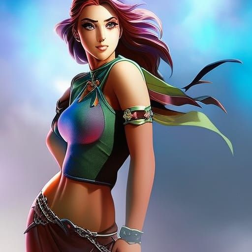 Hyperrealistic Topless Woman Portrait in Splash Art Style