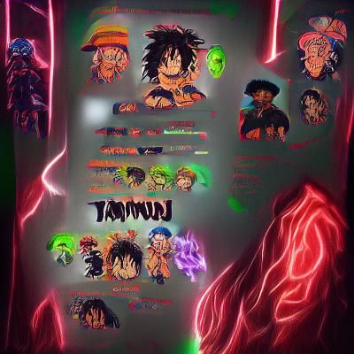 Anime Neon Poster Art: Fusion of Pop Culture Icons