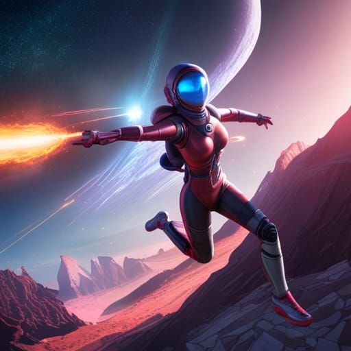 a spacegirl attacking