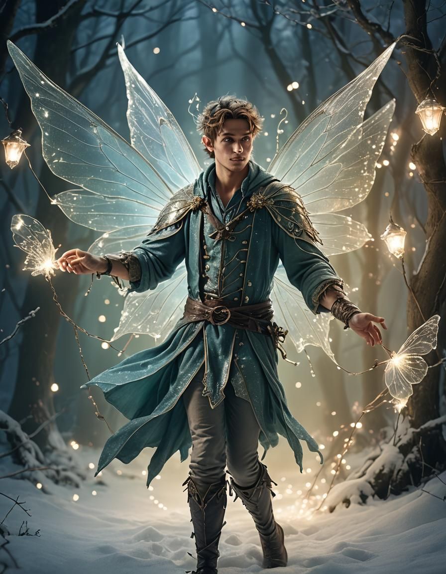Magical Male Fairy in Dynamic Fantasy Lighting
