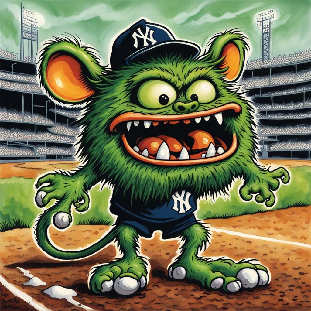 Hairy Green Rat Fink on Baseball Card