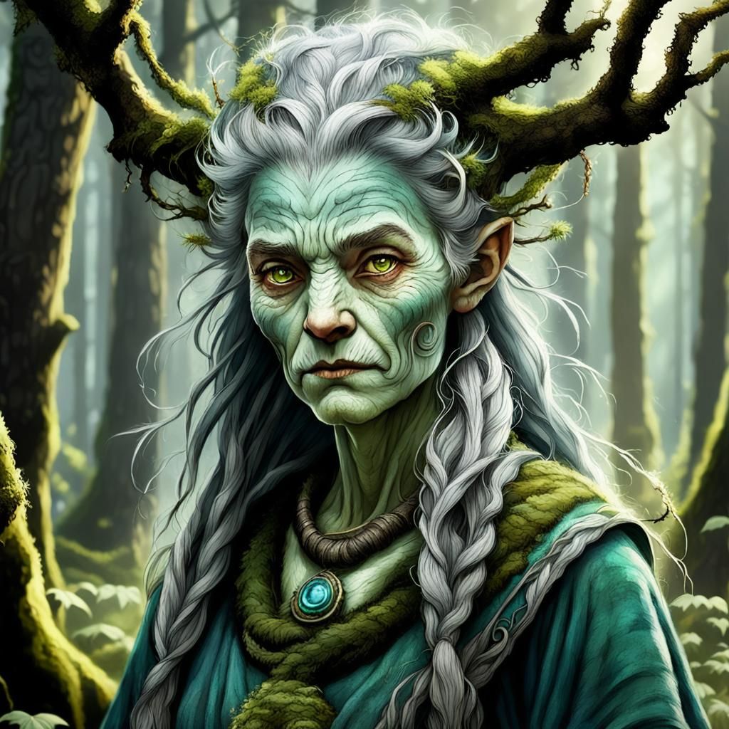 Portrait of an Aged Female Forest Druid