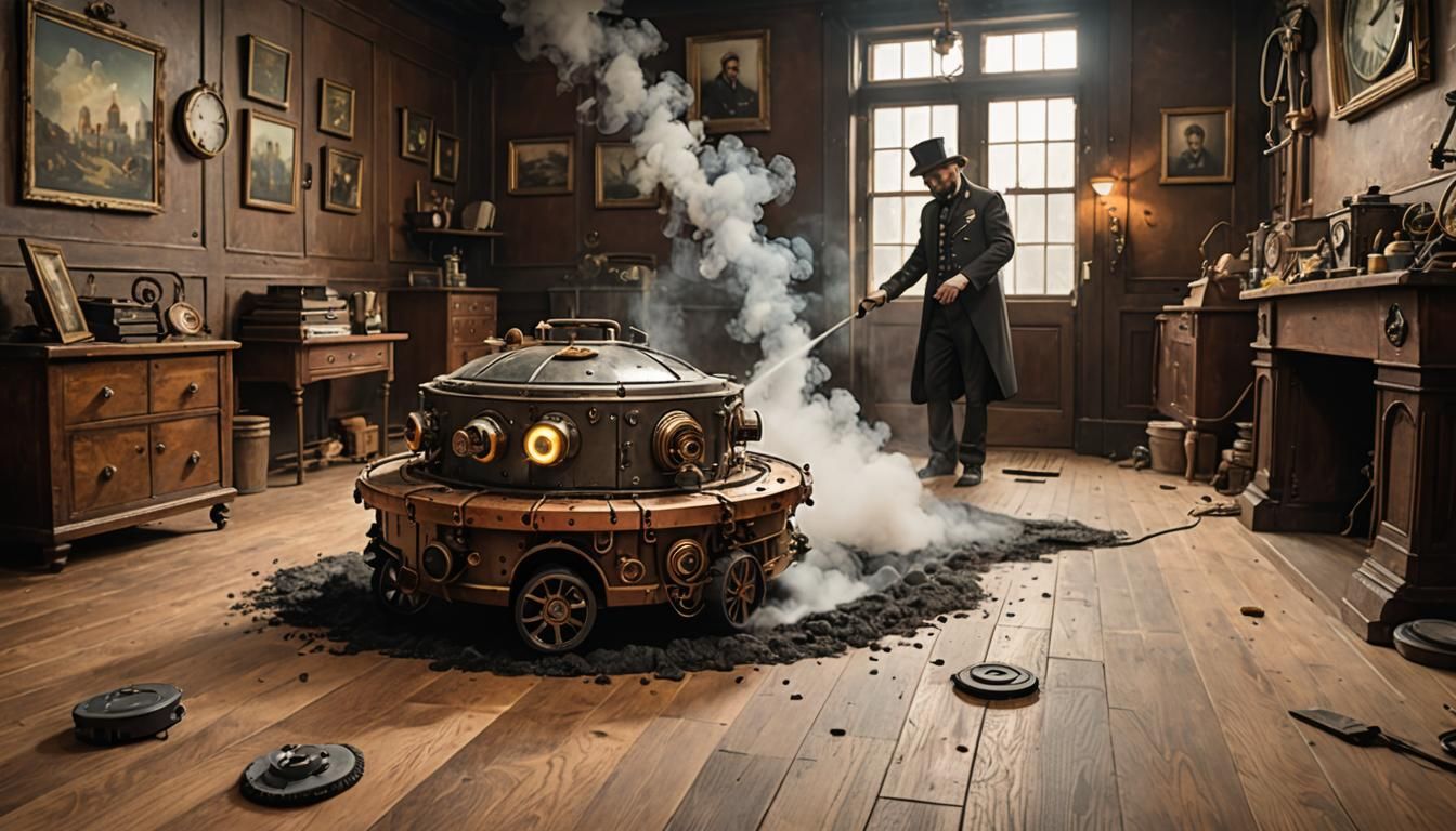 Steampunk Roomba Cleans, Leaves Soot Trail