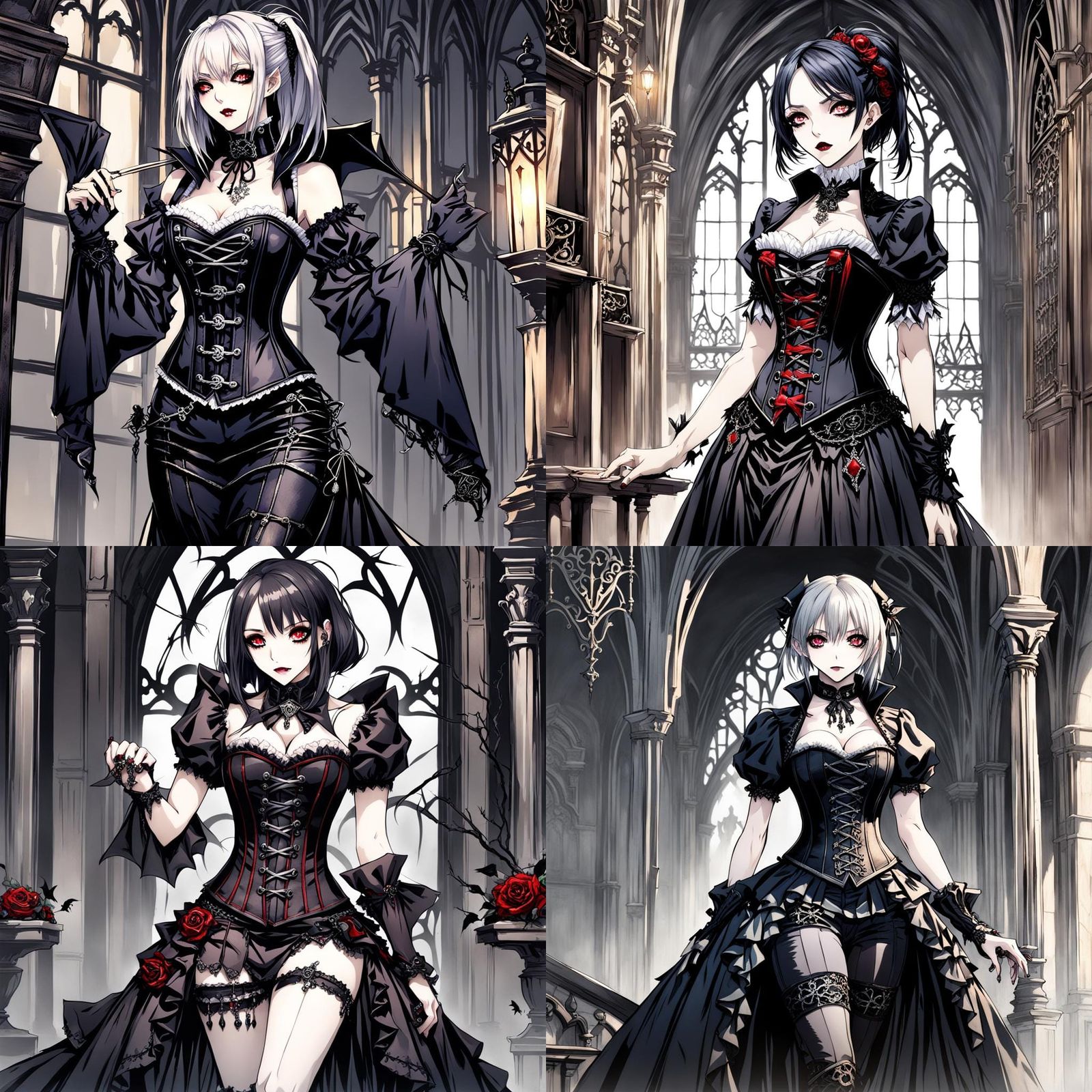 Anime Vampire in Gothic Corset