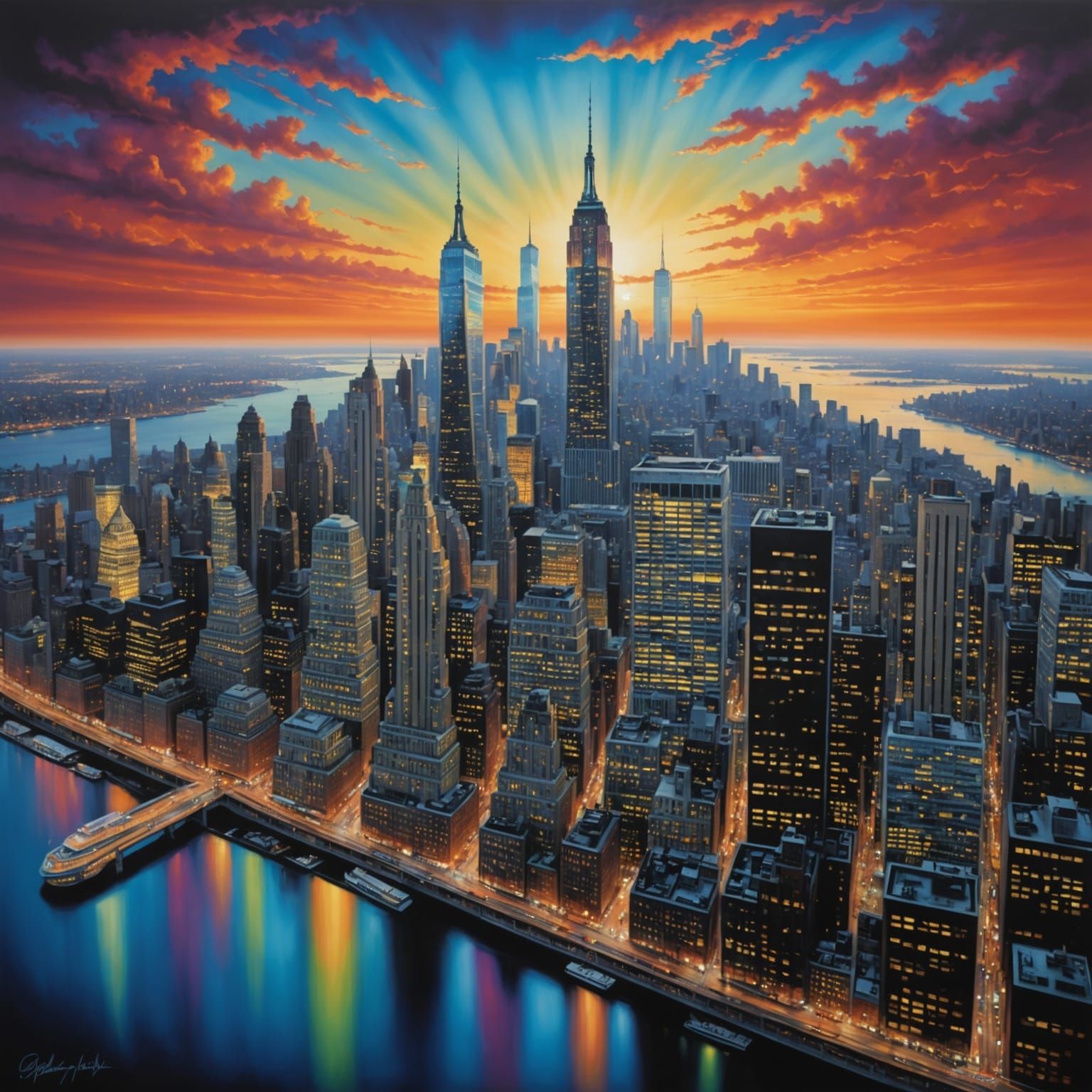 Manhattan Skyline: Fantastical Airbrush Art of Illusion