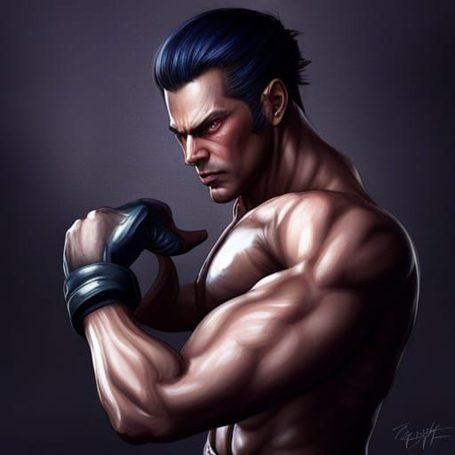 Dynamic Fighter in Realistic Digital Art