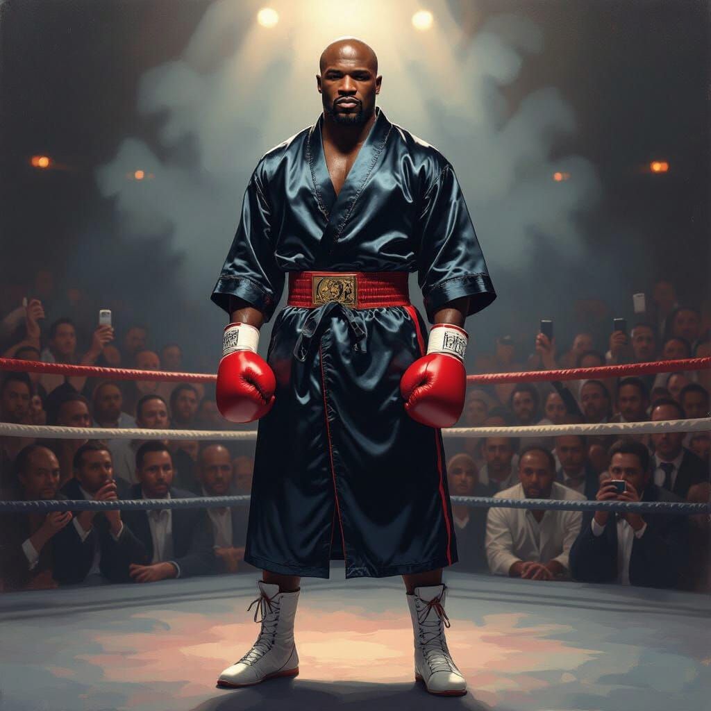 Floyd Mayweather in Ring, Bold & Vibrant Style