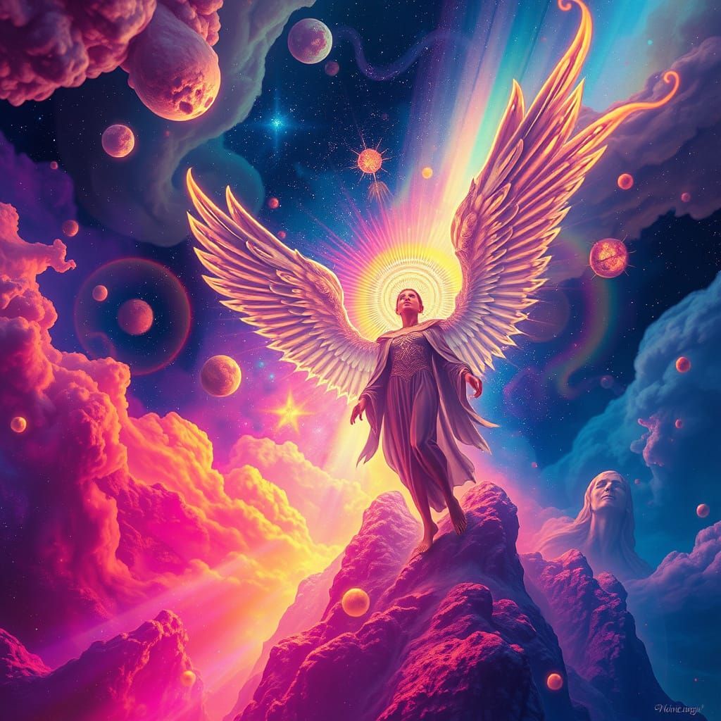 Astral Beings Ascending in Holographic Cosmic Dreamscape