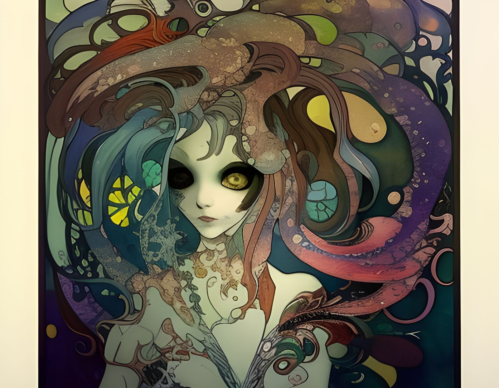 Detailed Asymmetrical Dungeon in Mixed Media