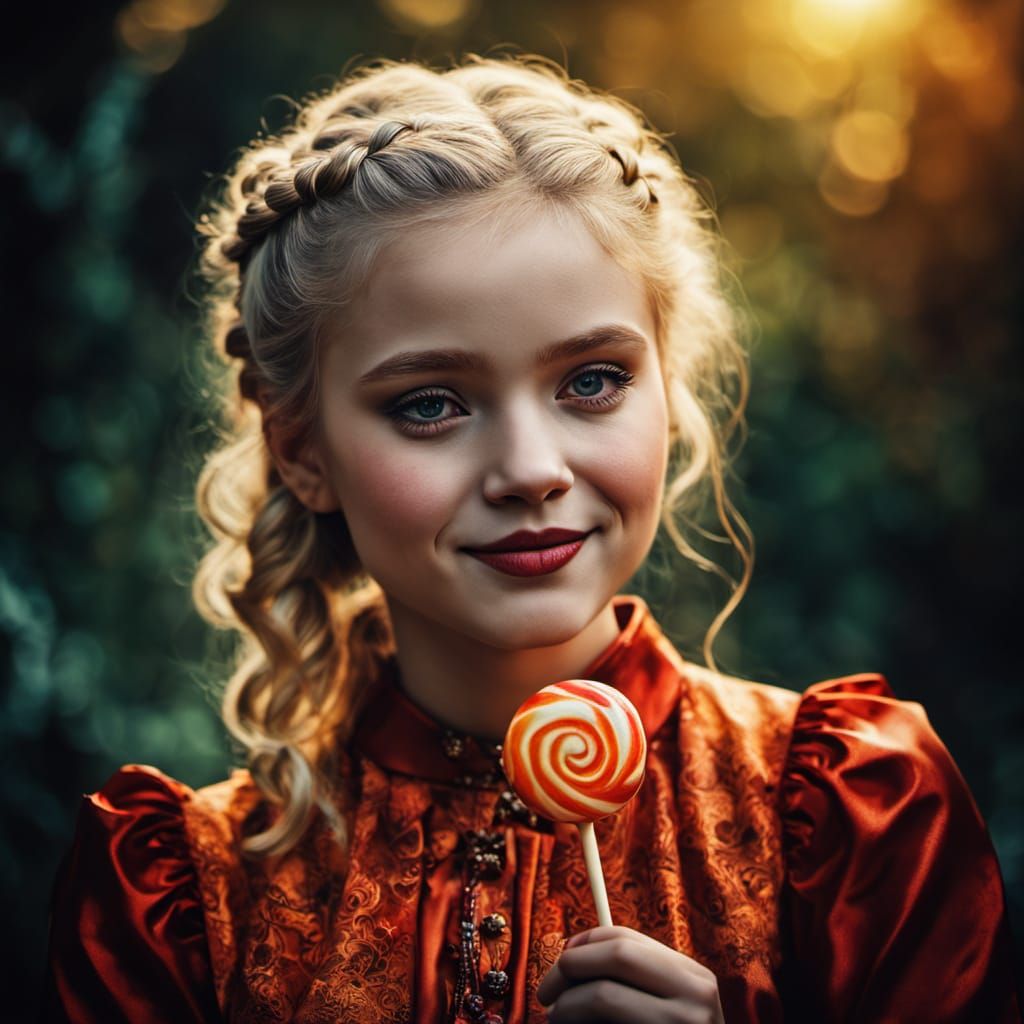 Little Girl in Summer Delight, Realistic Colored Pencil Draw...