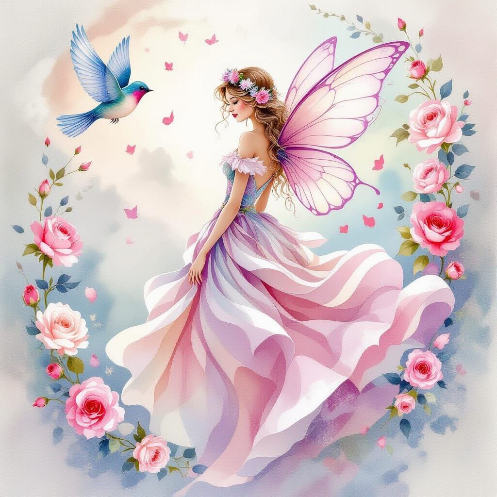 Dreamy Rose Fairy in Shabby Chic Style