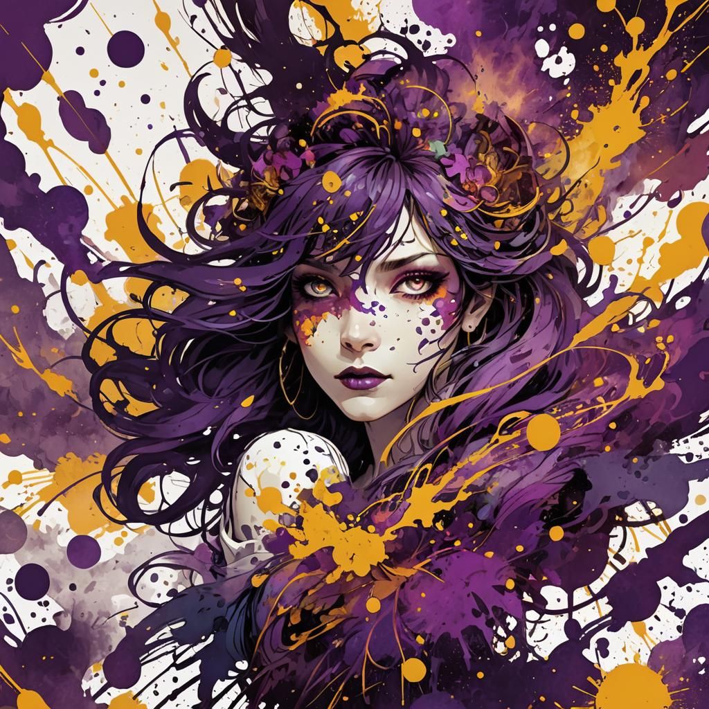 Fantasy Ink Splatter Explosion in Art Nouveau Style
