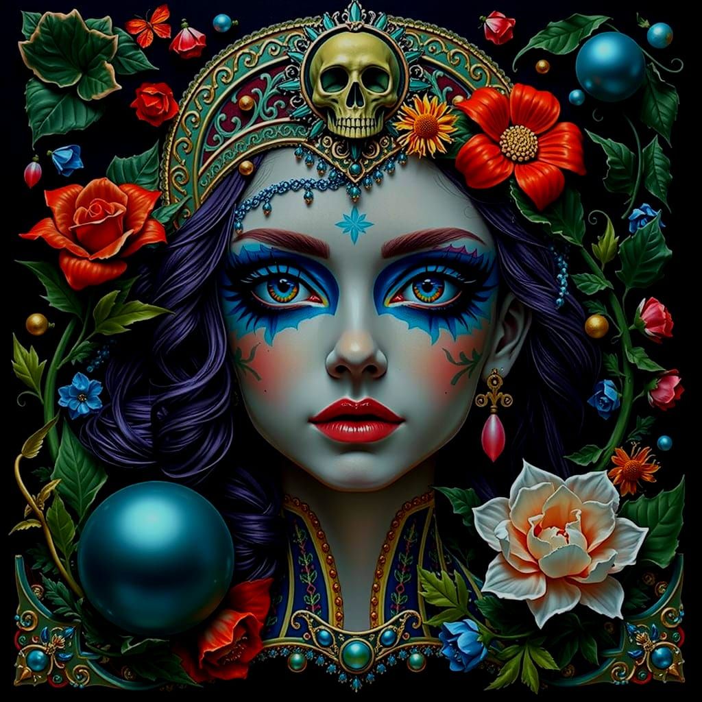 Chimaera of Figures in Surreal Landscape with Golden Leaves