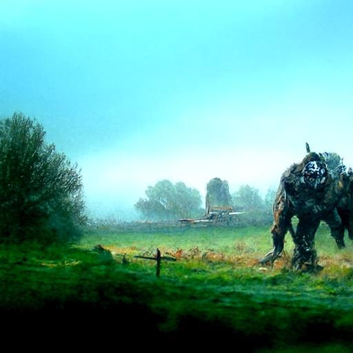 Brute Monster in Fog, Oil Painting Style