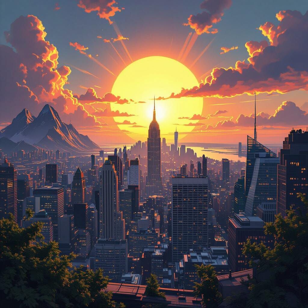 Vibrant Landscape: New York City in the Distance