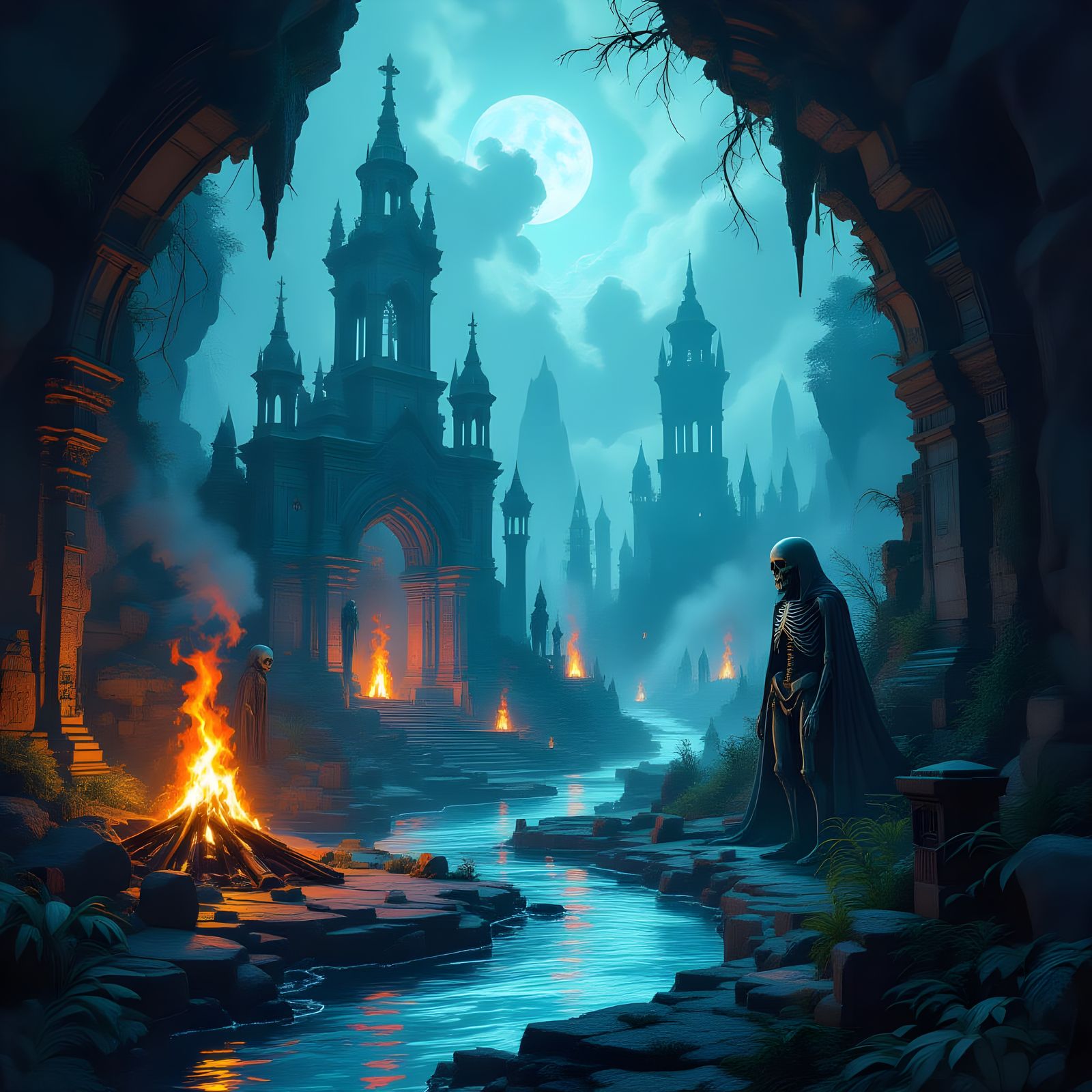 Psychedelic Codex Landscape in Surreal Visionary Art