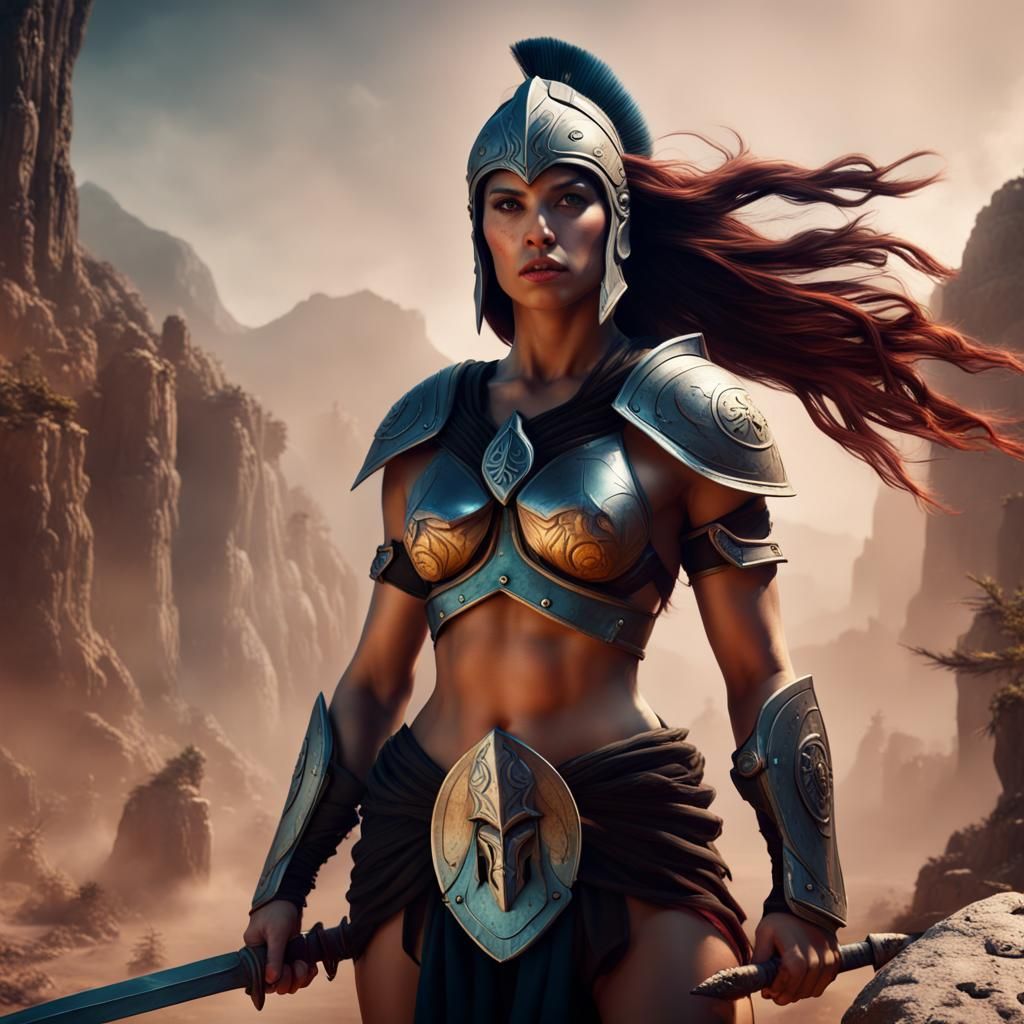 Warrior Woman Spartan: Detailed Matte Painting
