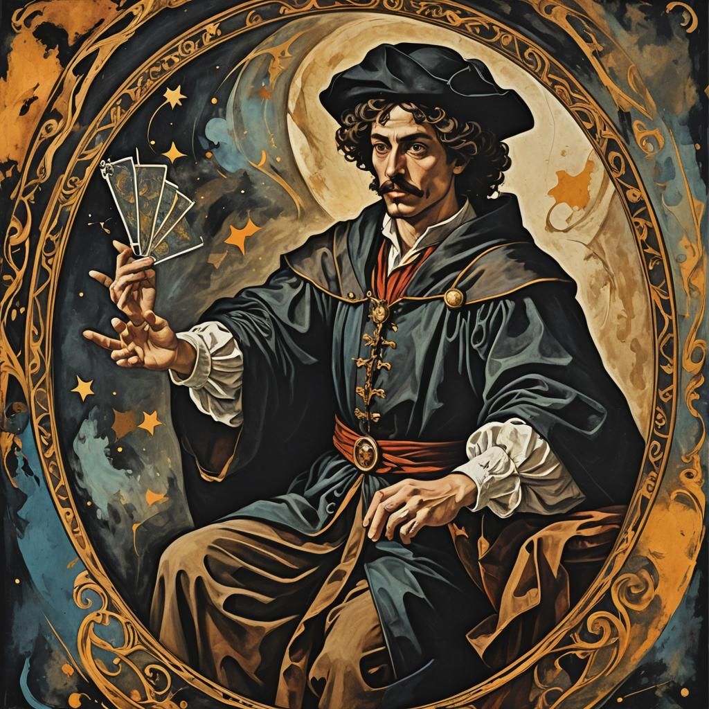 The Magician Tarot Card in Caravaggio Style
