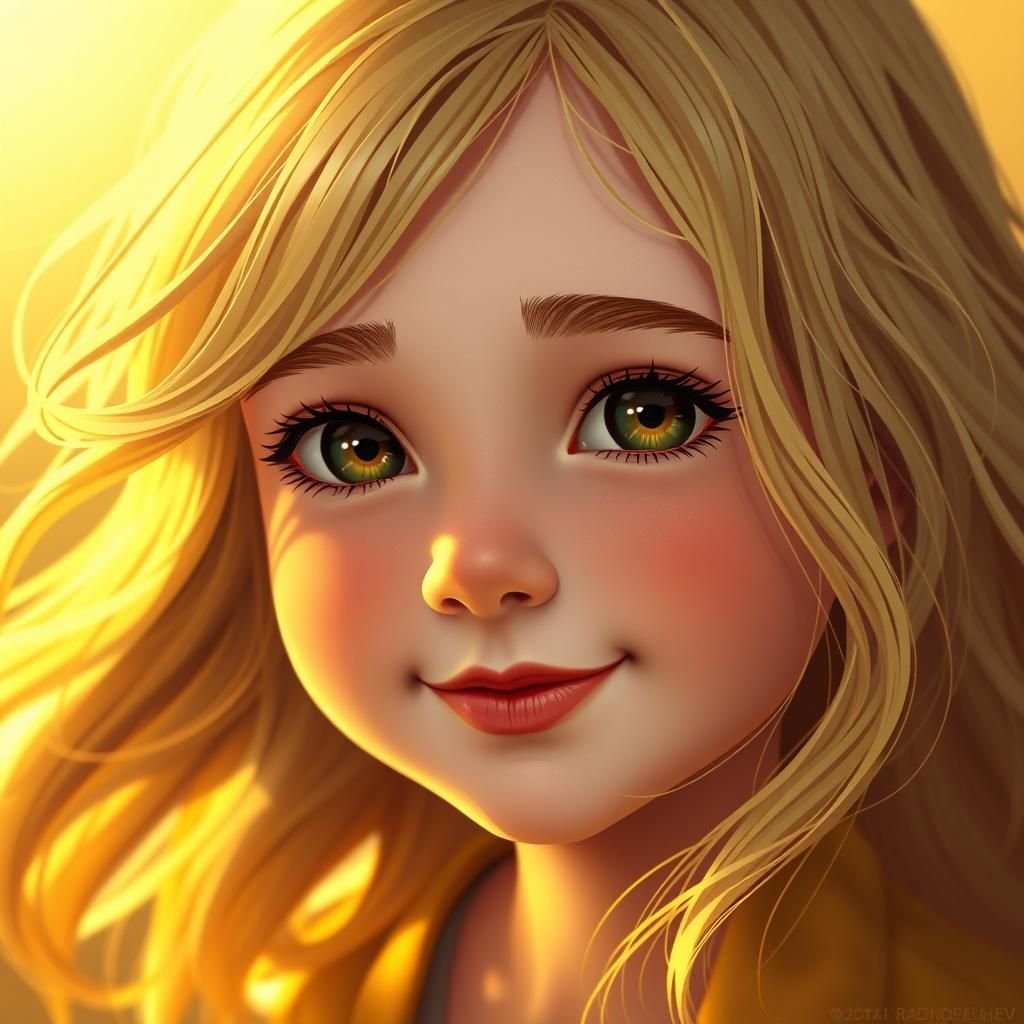 Blonde Girl Portrait in Digital Art Style