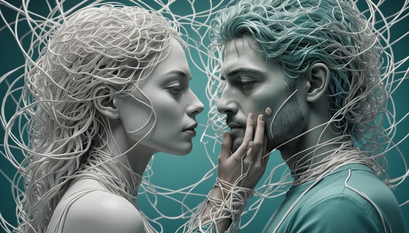 Ethereal Embrace: 3D Render in Surreal Hyperrealism