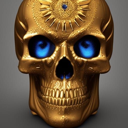 Golden Jeweled Skull Fantasy Concept Art