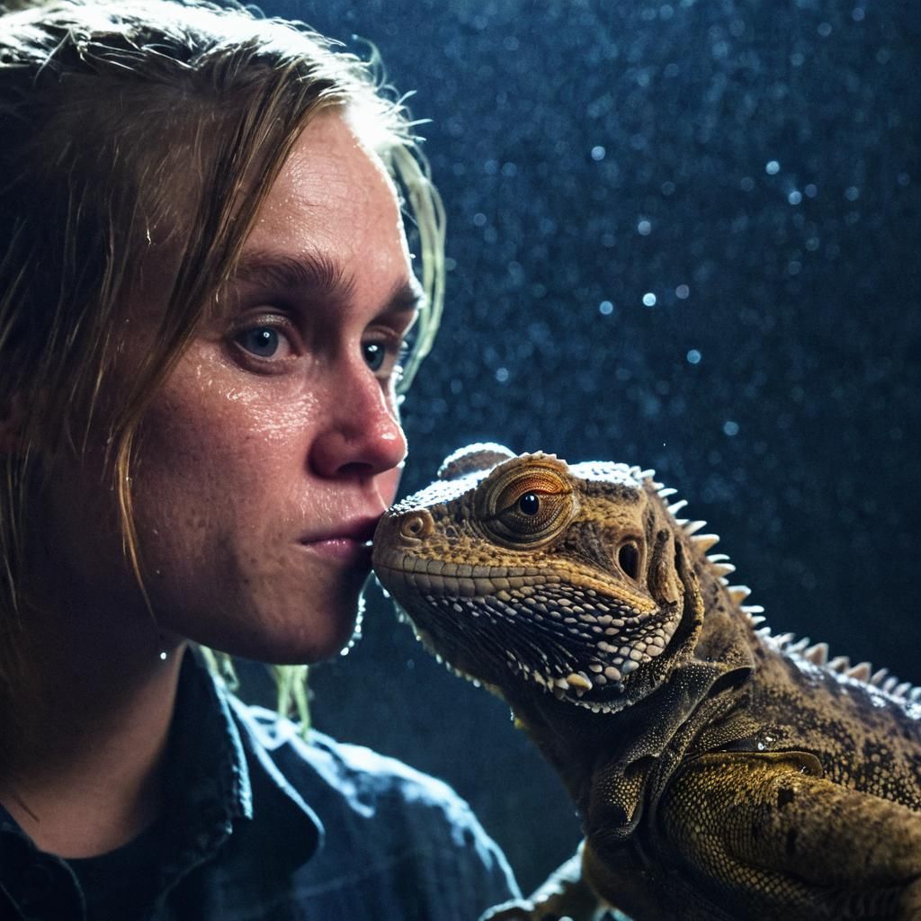 Bearded Dragon in Rainy Film Still