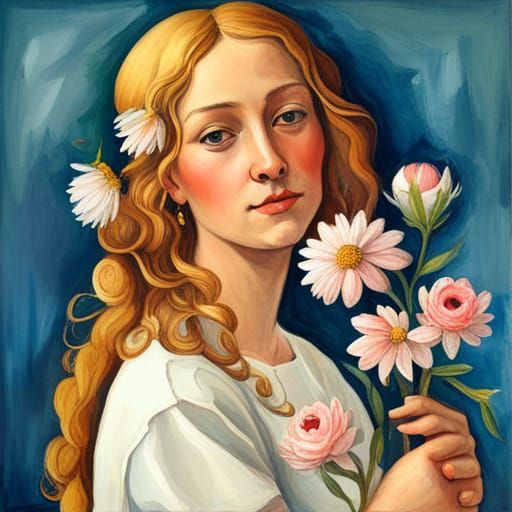 Botticelli-esque Figures and Flowers