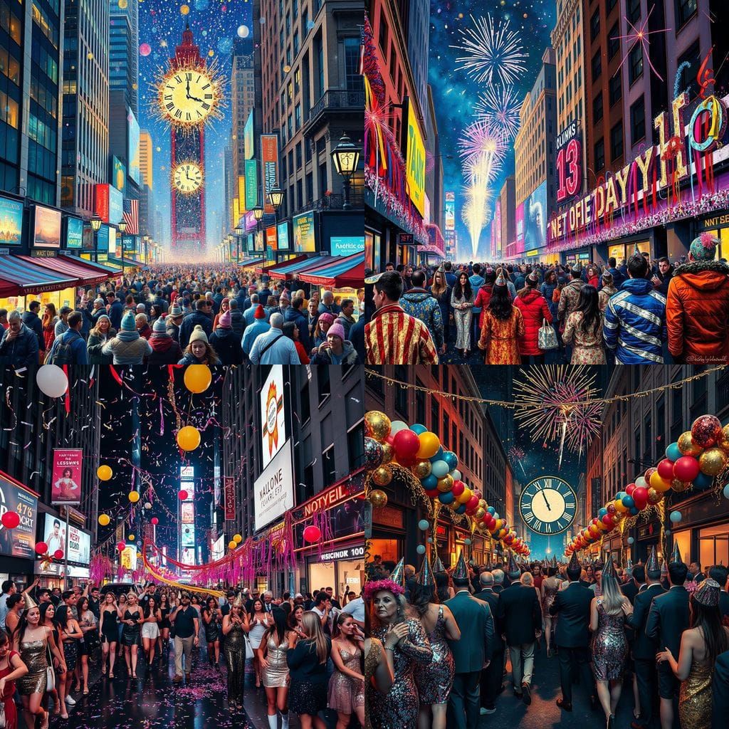 Vibrant New Year's Eve Street Party in Urban Setting