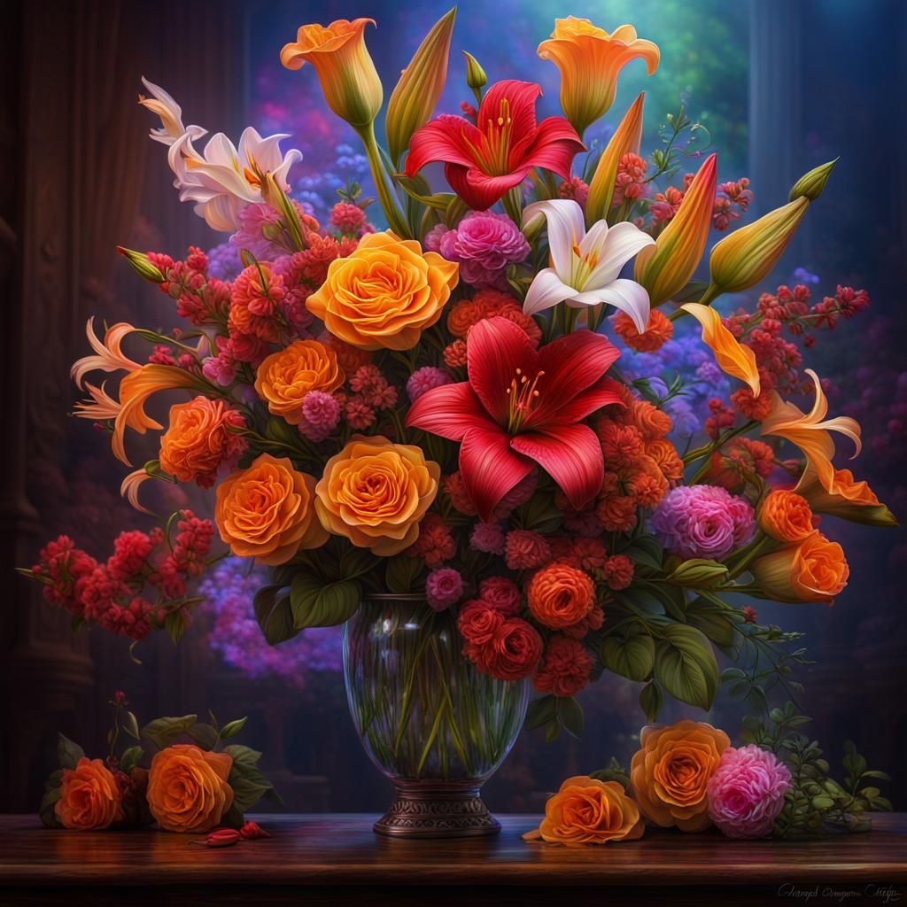 vibrant flower vase