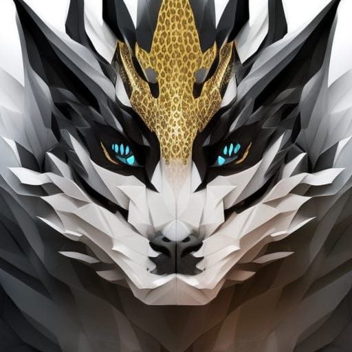 Elegant Origami Leopard Dragon in Digital Art