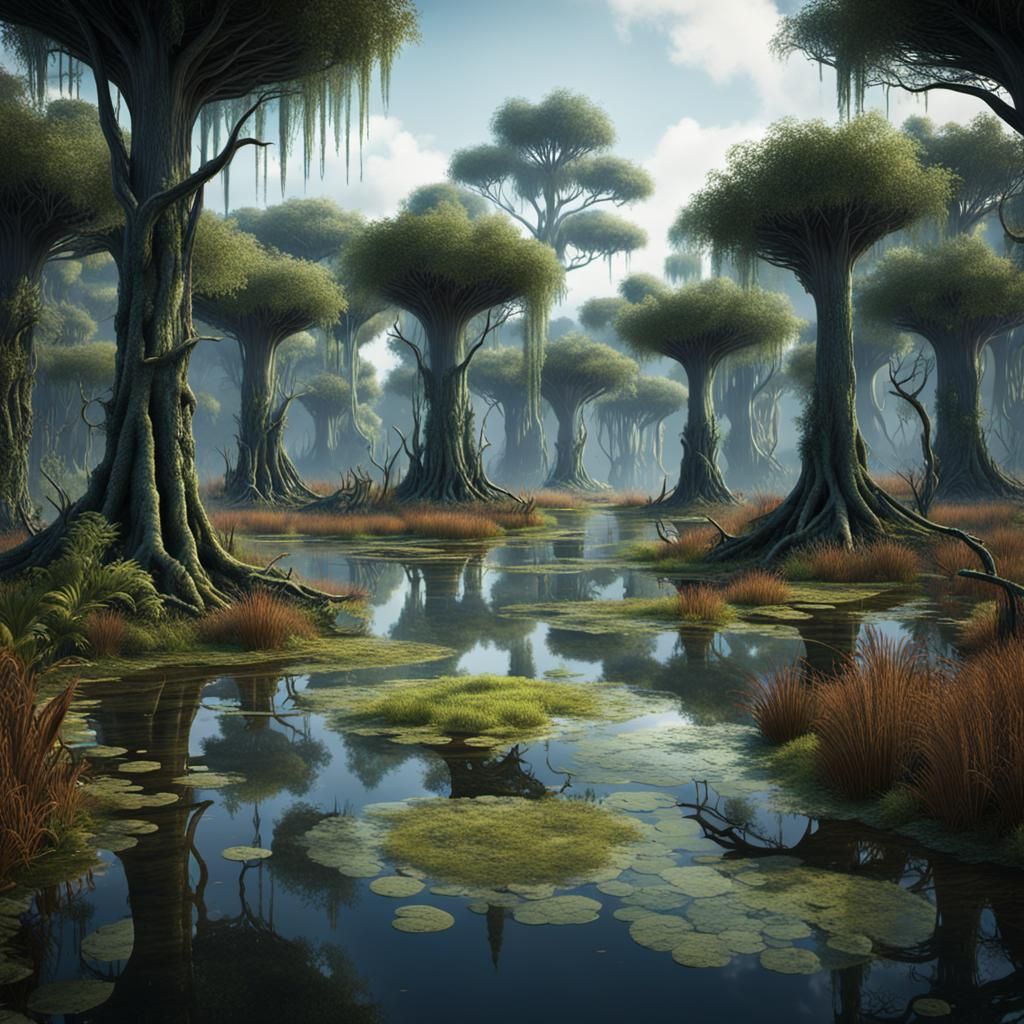 Lush Swampland Matte Painting in Unreal Engine