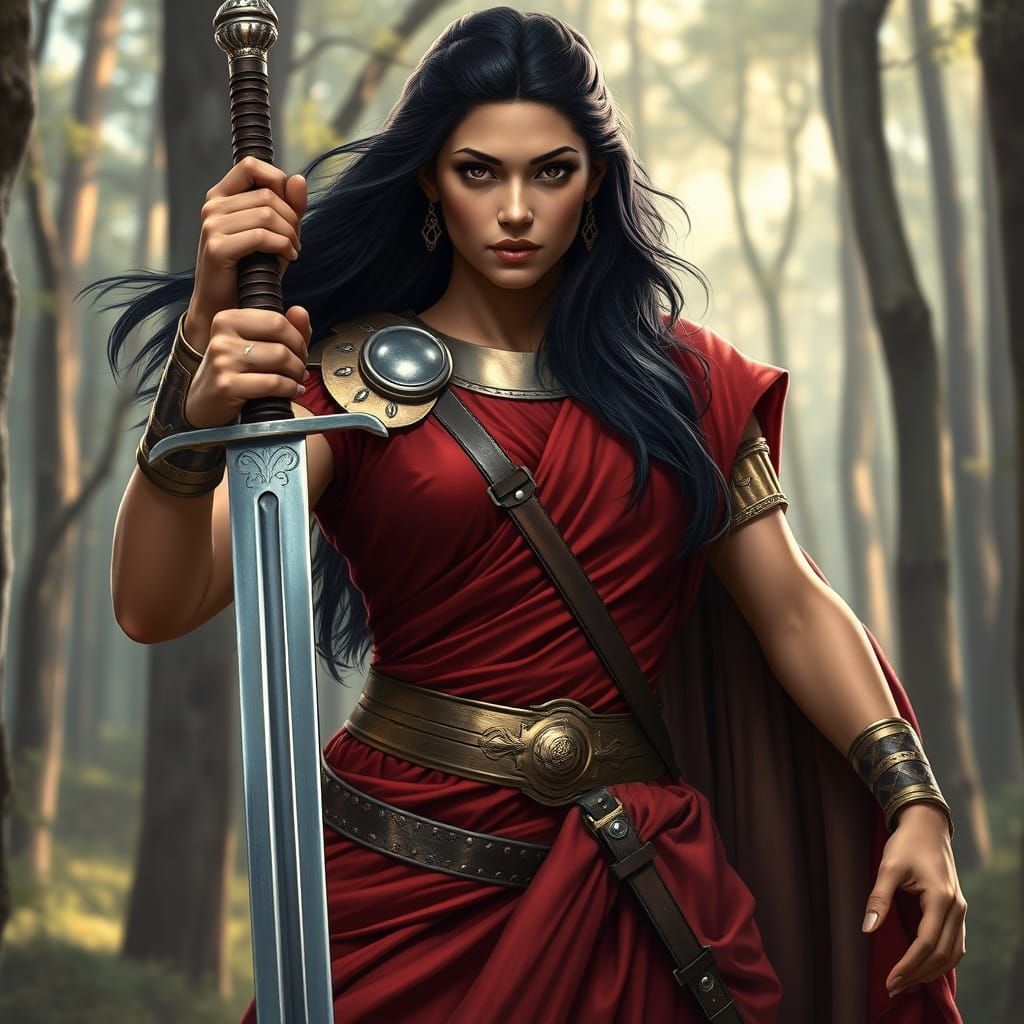 Gorgeous Female Roman Warrior in 2.5D Digital Painting