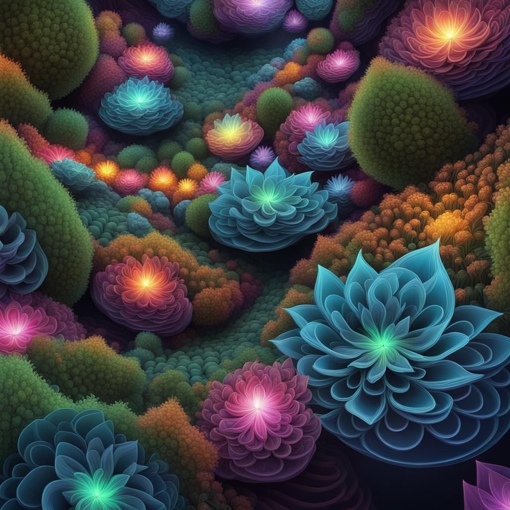 Luminous Plants in a Magical Fantasy Realm