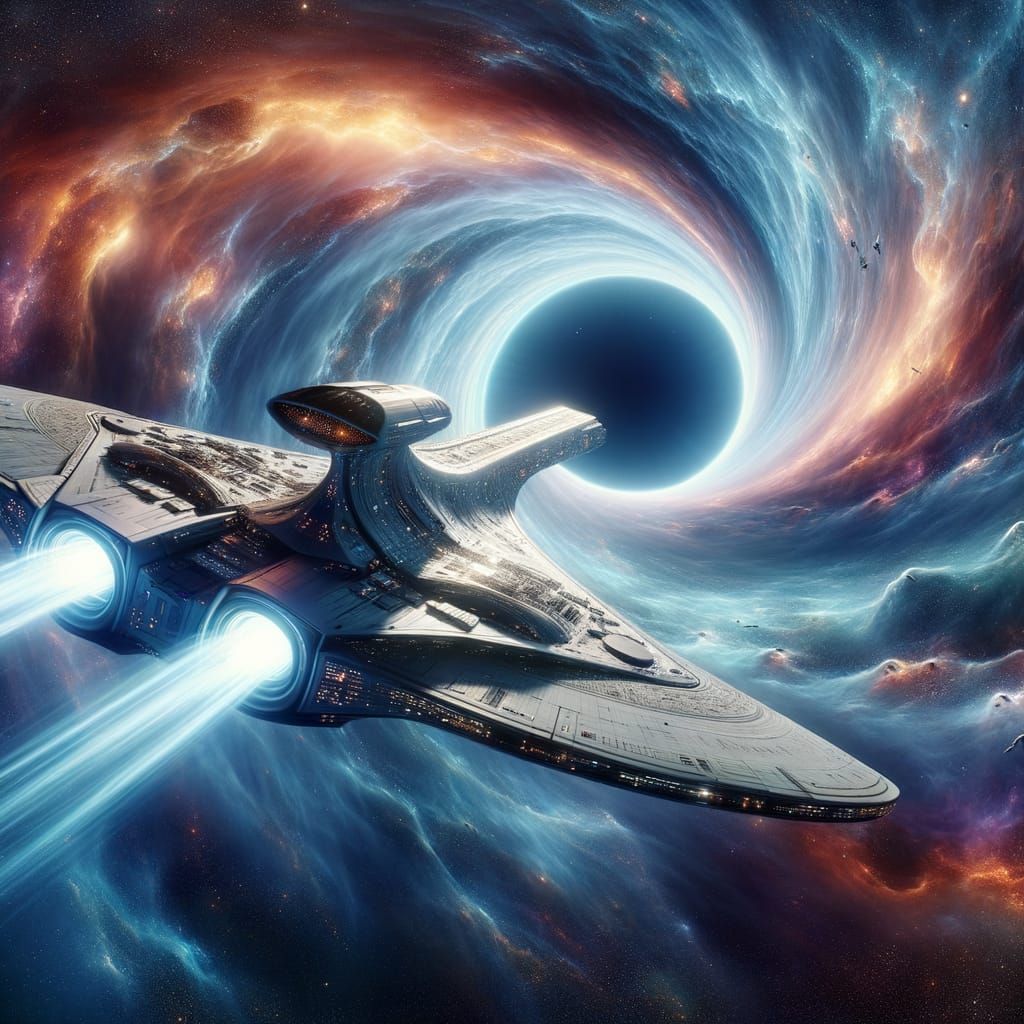 Epic Starship Navigates Cosmic Gateway