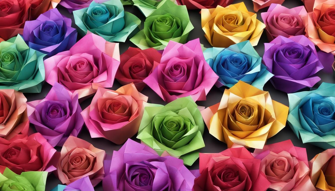 Rainbow Heart Roses for Valentine's Day in Origami Style